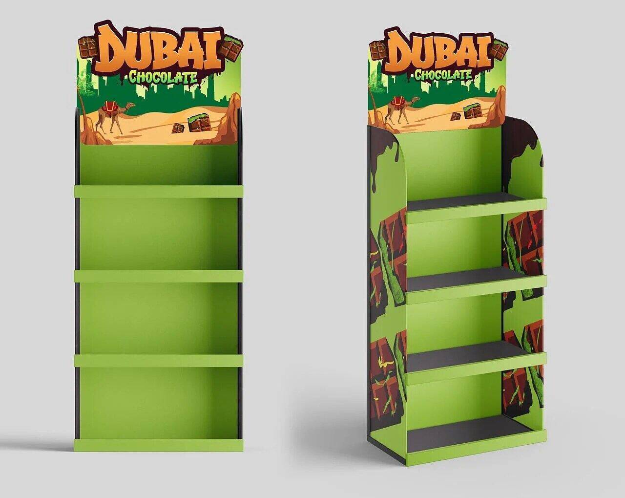 3D render: Dubai Chocolate floor-standing units