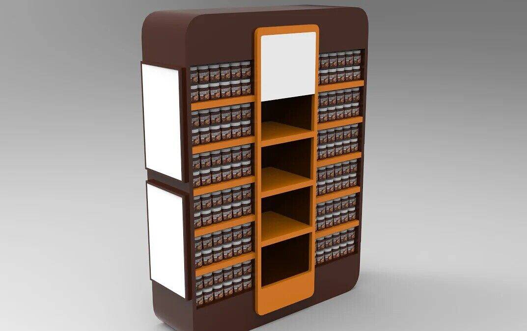 3D render: Chocolate wall display unit