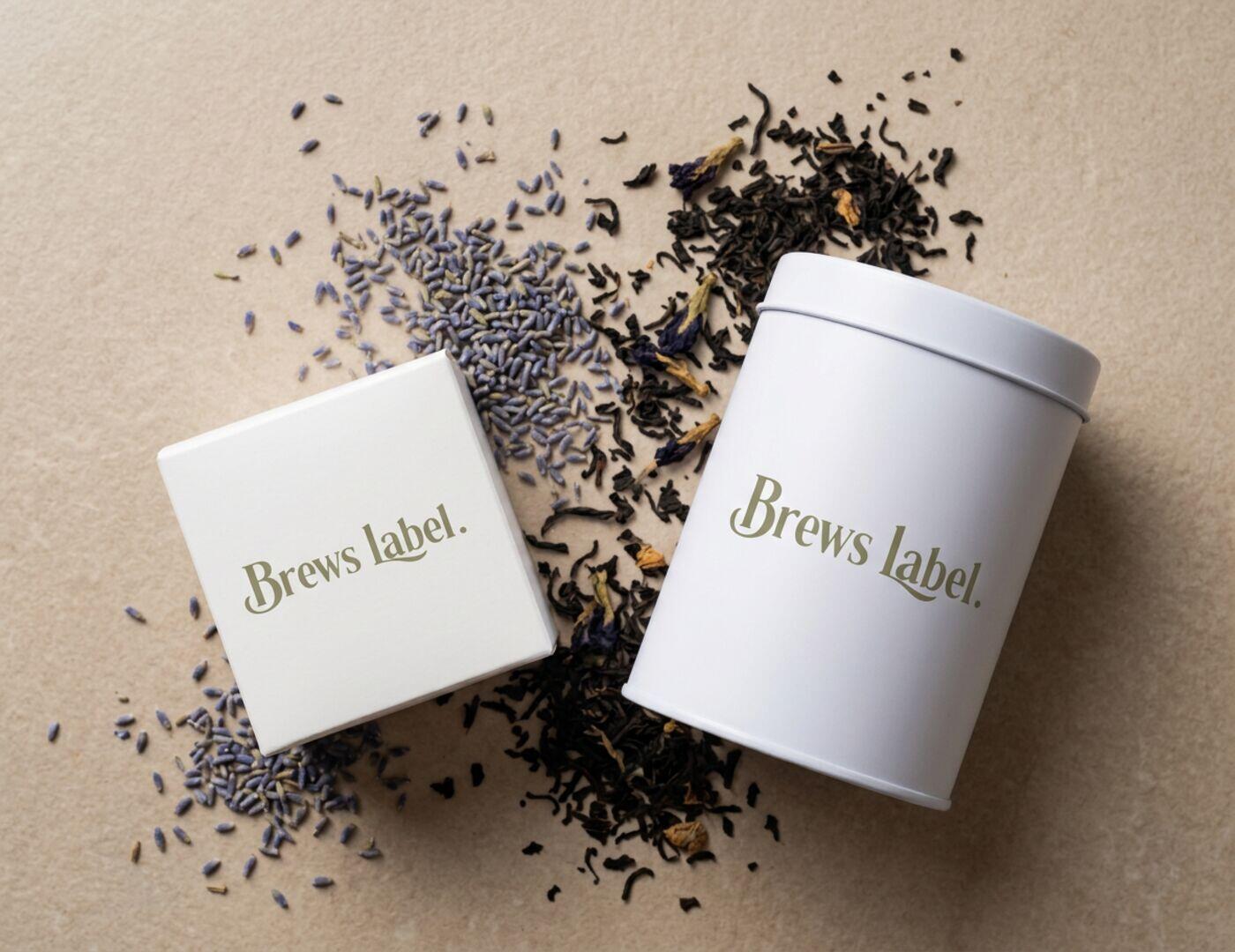 Brews Label tin and box packaging mockup