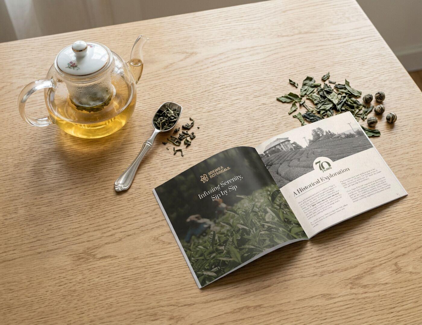 Brews & Botanicals brochure open to an inside spread