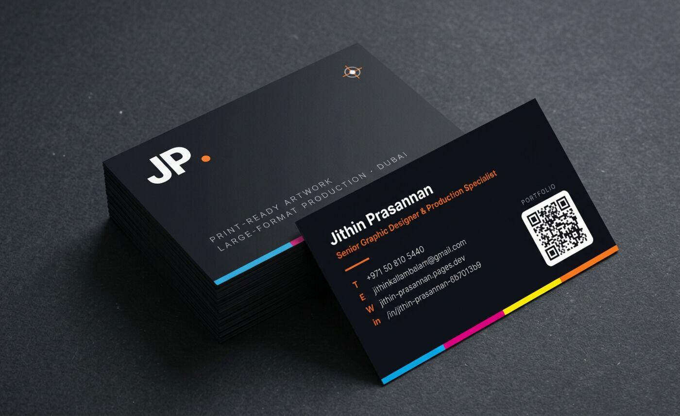 Jithin Prasannan JP business card mockup