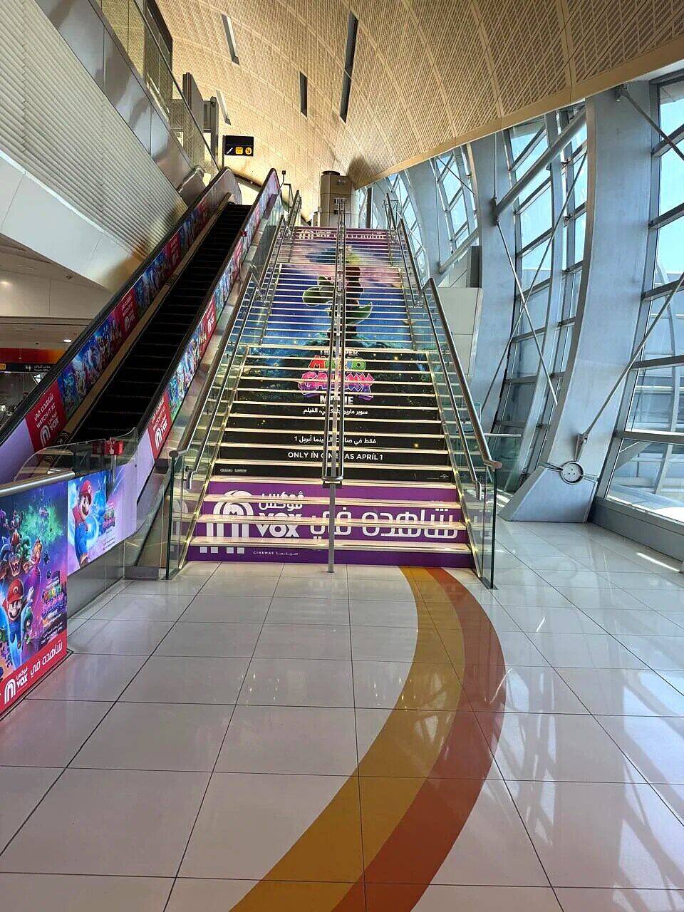 VOX Cinemas escalator and staircase branding, view 2 of 2