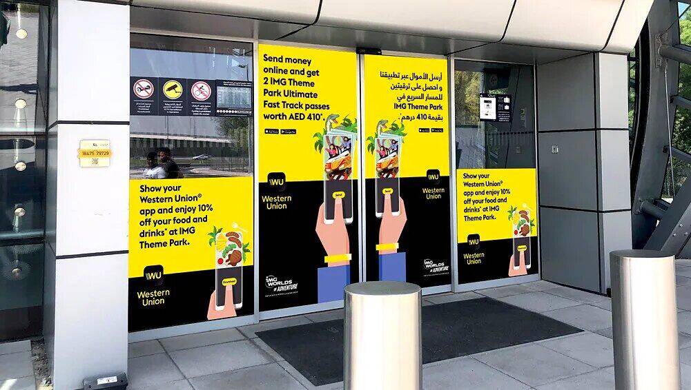 Western Union door wraps